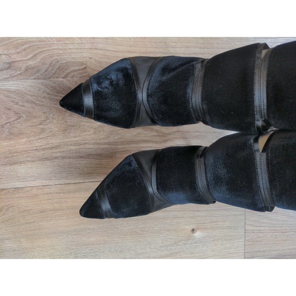 Casadei Black Velvet Open Slit Stiletto heeled Ankle Booties $1,075 - Picture 10 of 16